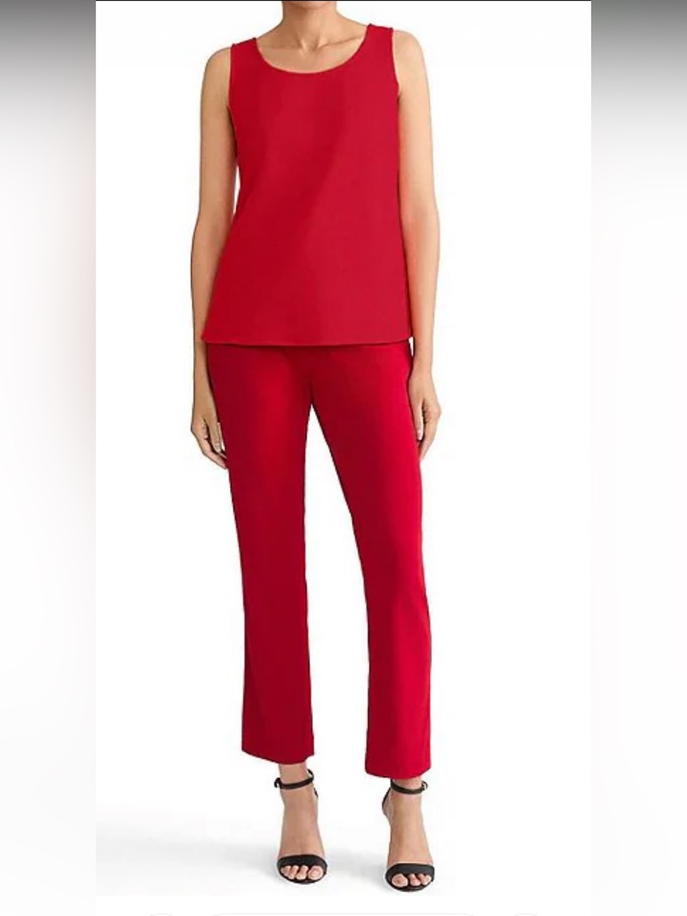 NWT🌷Ming Wang X Tanya Foster Red Crepe Scoop Neck Sleeveless Tank Top